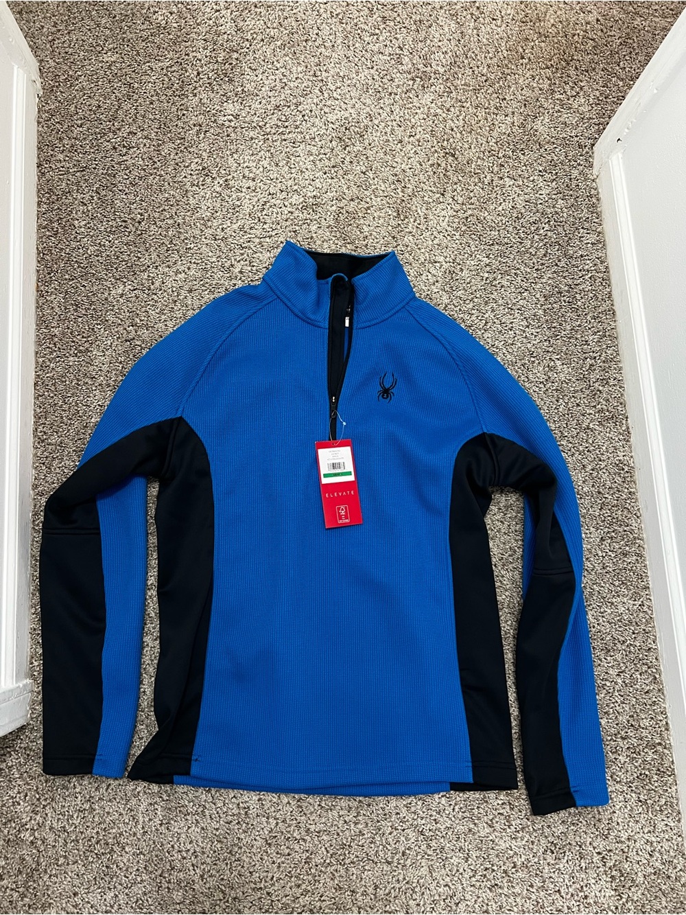 Spyder Men's Royal Blue and Black Half-Zip Performance Pullover